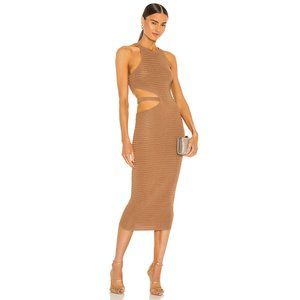 NEW Michael Costello x Revolve Athena Midi Dress Sleeveless Cut Out Mushroom M